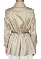 Giorgio Armani Beige Belted Silk-Blend Rain Jacket - IT 44 / US 8-10