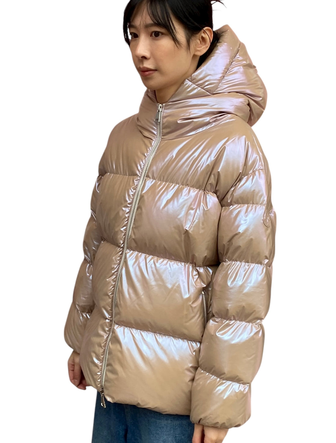 Moncler Pink Glossed Frasne Puffer Jacket - 3 / L / US 10-12