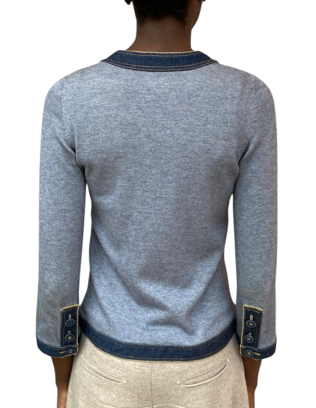 Chanel P07 Blue Denim Trimmed Cardigan - 38 / US 6