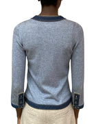 Chanel P07 Blue Denim Trimmed Cardigan - 38 / US 6