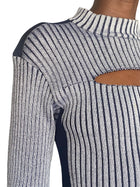 Louis Vuitton 2015 Navy Ribbed Knit Keyhole Sweater Skirt Set - M / US 6