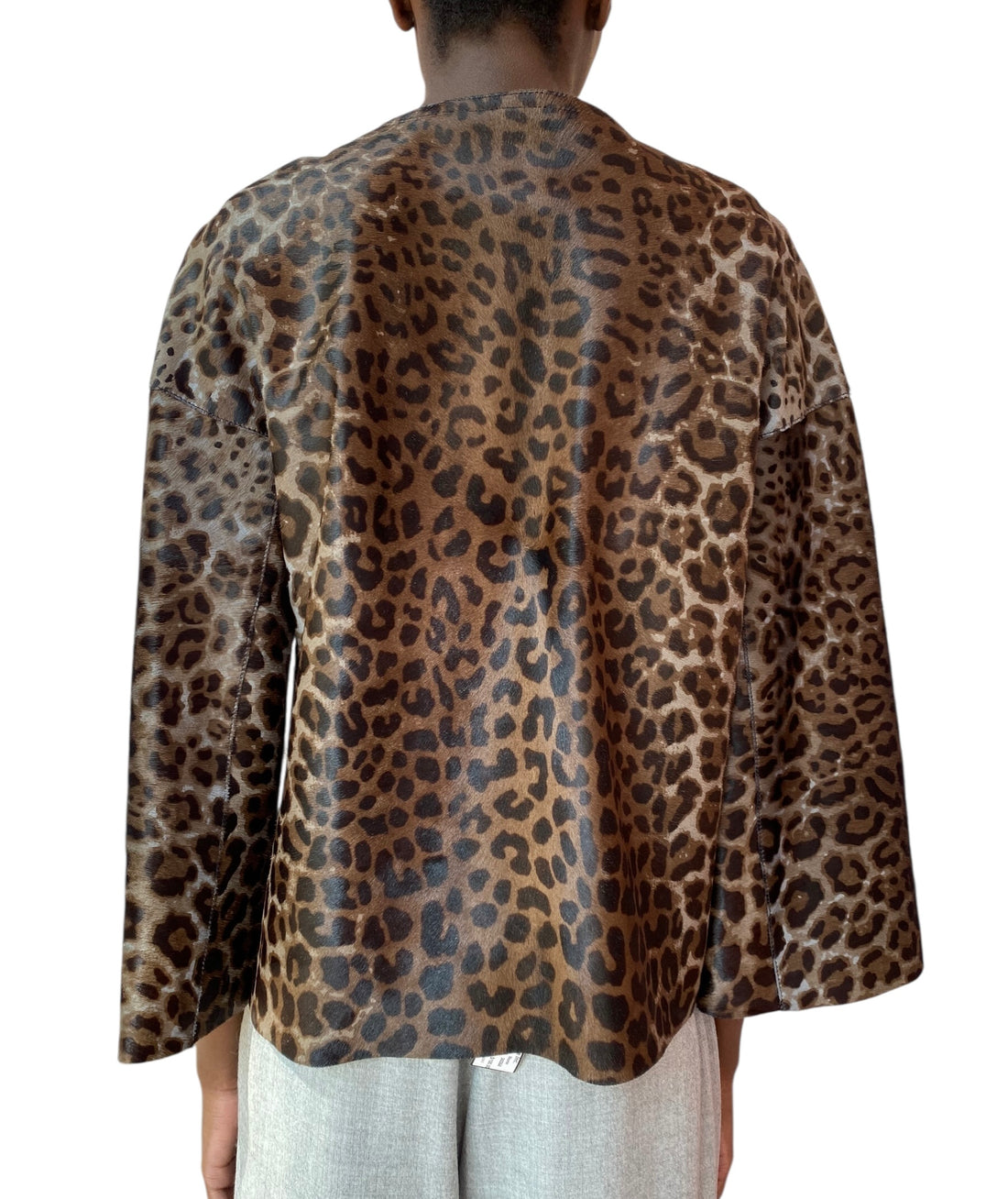 Giorgio Armani Brown Leopard Print Cowhide Jacket - 42 / US 6