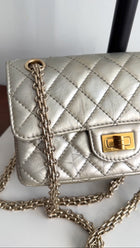 Chanel Silver Aged Leather Mini 2.55 Reissue Flap Bag