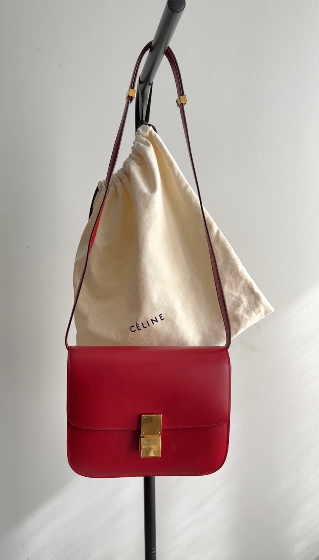 Celine Red Medium Box Shoulder Bag