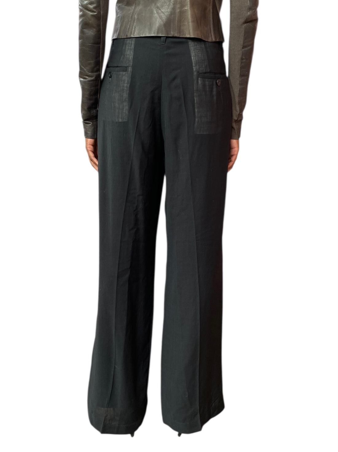 Rick Owens Black Sheer Wide Leg Trousers - 42 / US 8