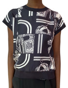 Hermes Black & White En Désordre Finesse Silk Combo Top - IT 44 / US 6
