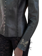 Roberto Cavalli 2003 Black Leather Corset Jacket - L / US 6-8
