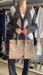 Saint Laurent Sac du Jour Large Taupe Brown Grained Leather Tote Bag