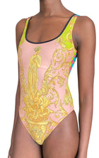 Versace Pink & Green “Borocco Goddess” Printed 1-Piece Swimsuit - 1 / US 2-4