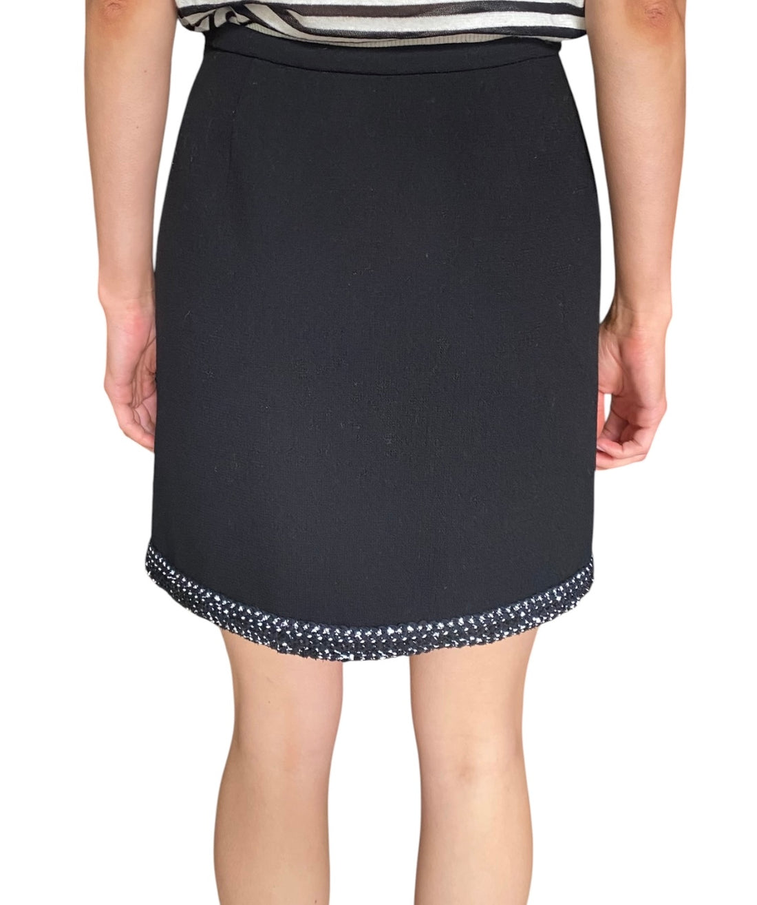 Giambattista Valli Black Wool Tweed Trim A-line Mini Skirt - IT 42 / US 6