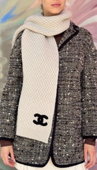 Chanel Oatmeal Beige Cashmere CC Logo Stole Scarf