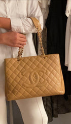 Chanel Beige Caviar Leather GST Grand Shopping Tote Bag