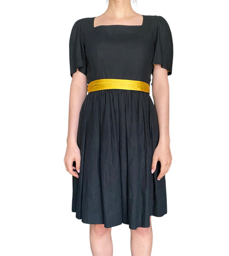 Lanvin Black & Yellow Backless Bowtie Dress - 42