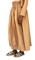 Herno Camel Pleated Nylon Maxi Skirt - 40 / US 6-8