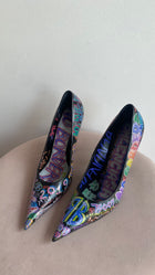 Balenciaga Black Multicolor Graffiti Print Pointed Toe Pumps - 37