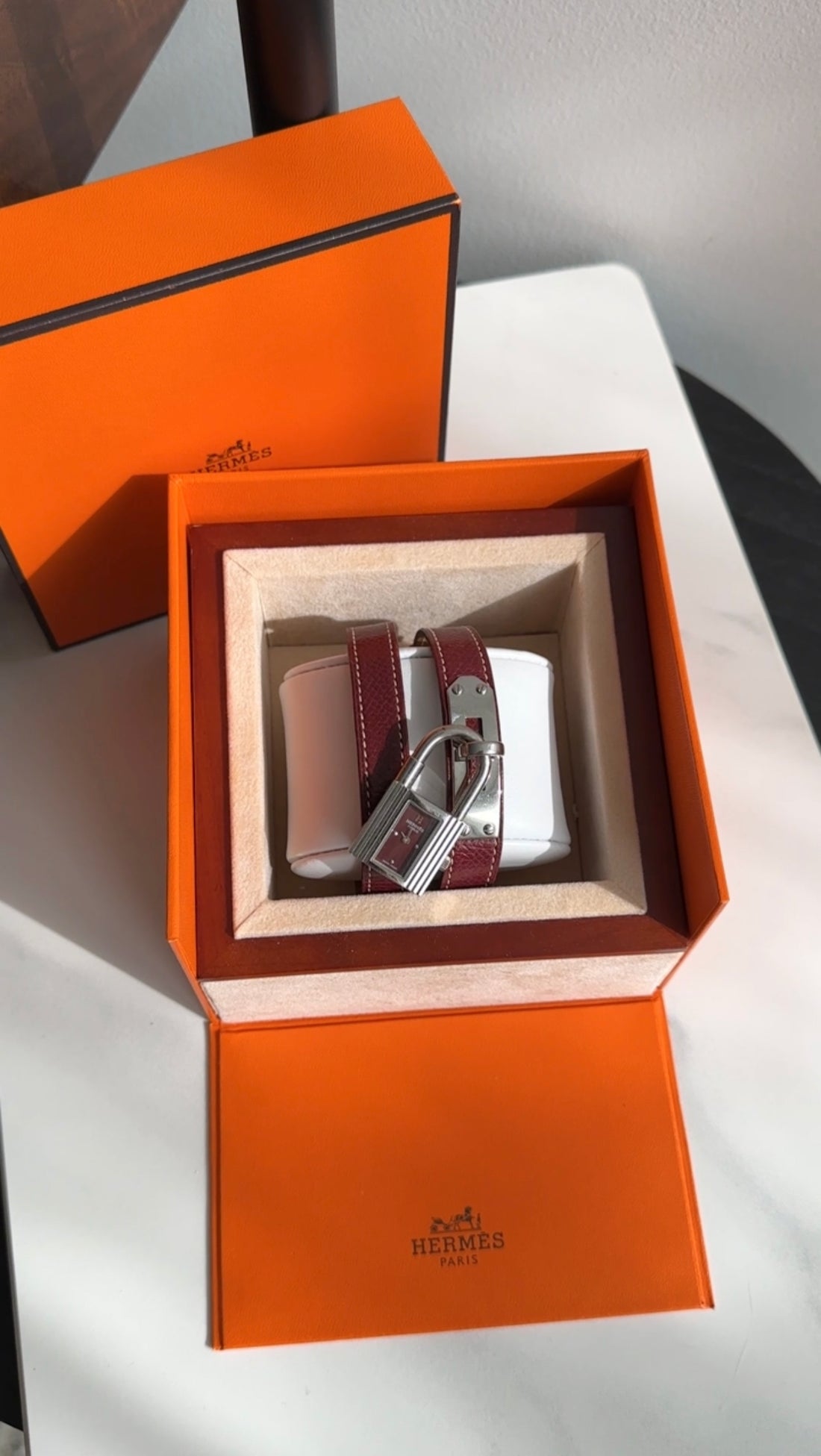 Hermes Bordeaux Vintage 2002 Kelly Double Tour Bracelet Watch