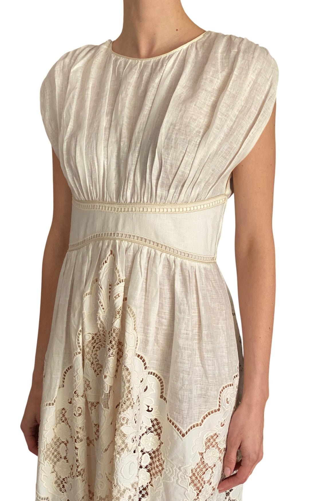 Zimmermann Beige “Daylight” Broderie Linen Gown - 1 / US 4-6