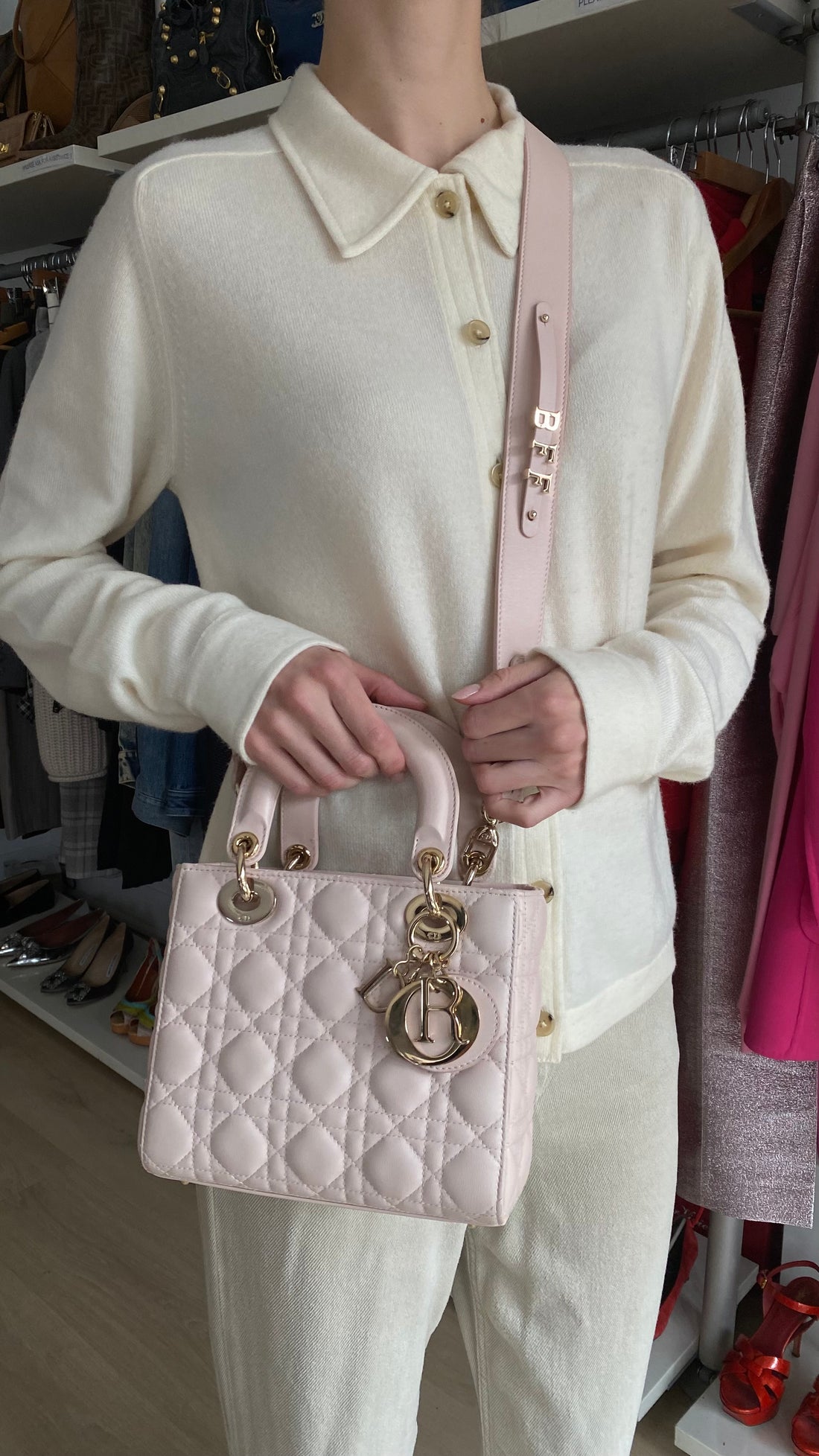 Christian Dior Blush Pink Quilted Lambskin Small Lady Dior