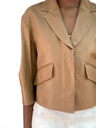 Brunello Cucinelli Brown Polished Lambskin Cropped Blazer - 40 / US 4-6