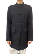 Prada Black Wool Button Coat - 42 / US 6