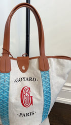 Goyard 2025 Turquoise and Tan Linen Canvas Reversible Balhaera Tote