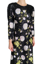 Giambattista Valli Black & Pink Sequinned Floral Embroidered Gown - IT 44 / US 8