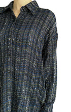 Missoni Navy Sequin Tweed Checked Long Sleeve Shirt - 40 / US 4-6