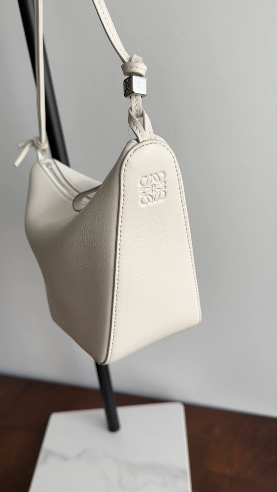 Loewe Chalk White Leather Mini Hammock Bag