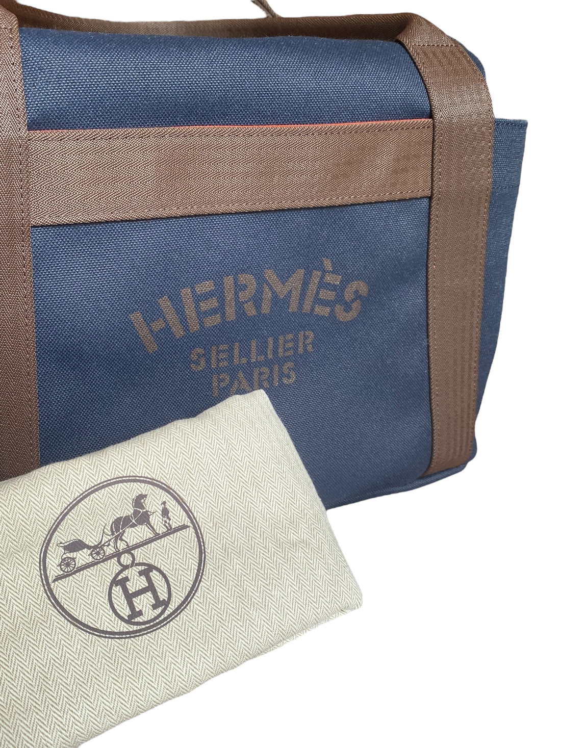 Hermes Navy Toile Sac De Pansage Grooming Bag