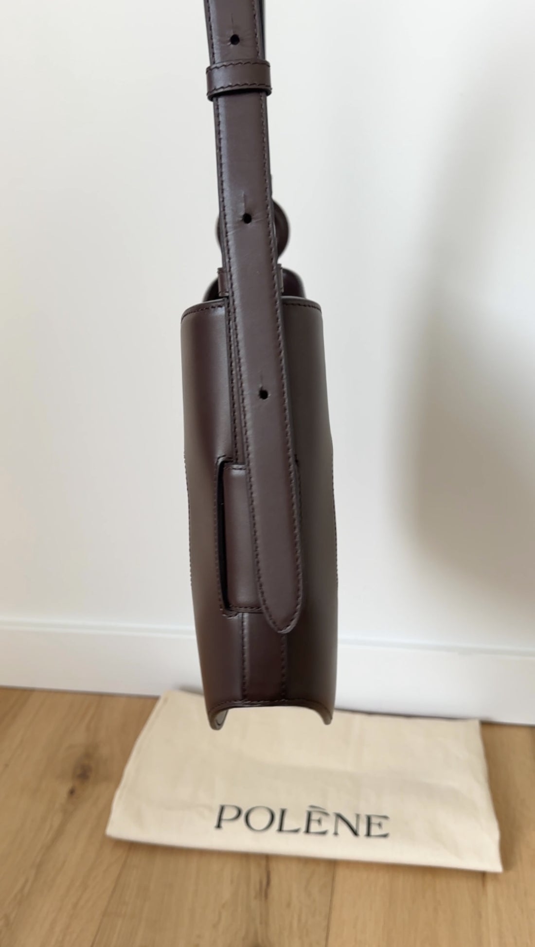 Polene Nodde Hobo Bag in Smooth Ebony Leather