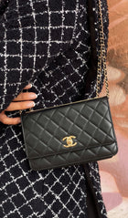 Chanel Black GHW Quilted Lambskin Trendy Wallet on Chain