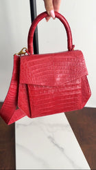 Nancy Gonzalez Red Crocodile Two Way Top Handle Bag