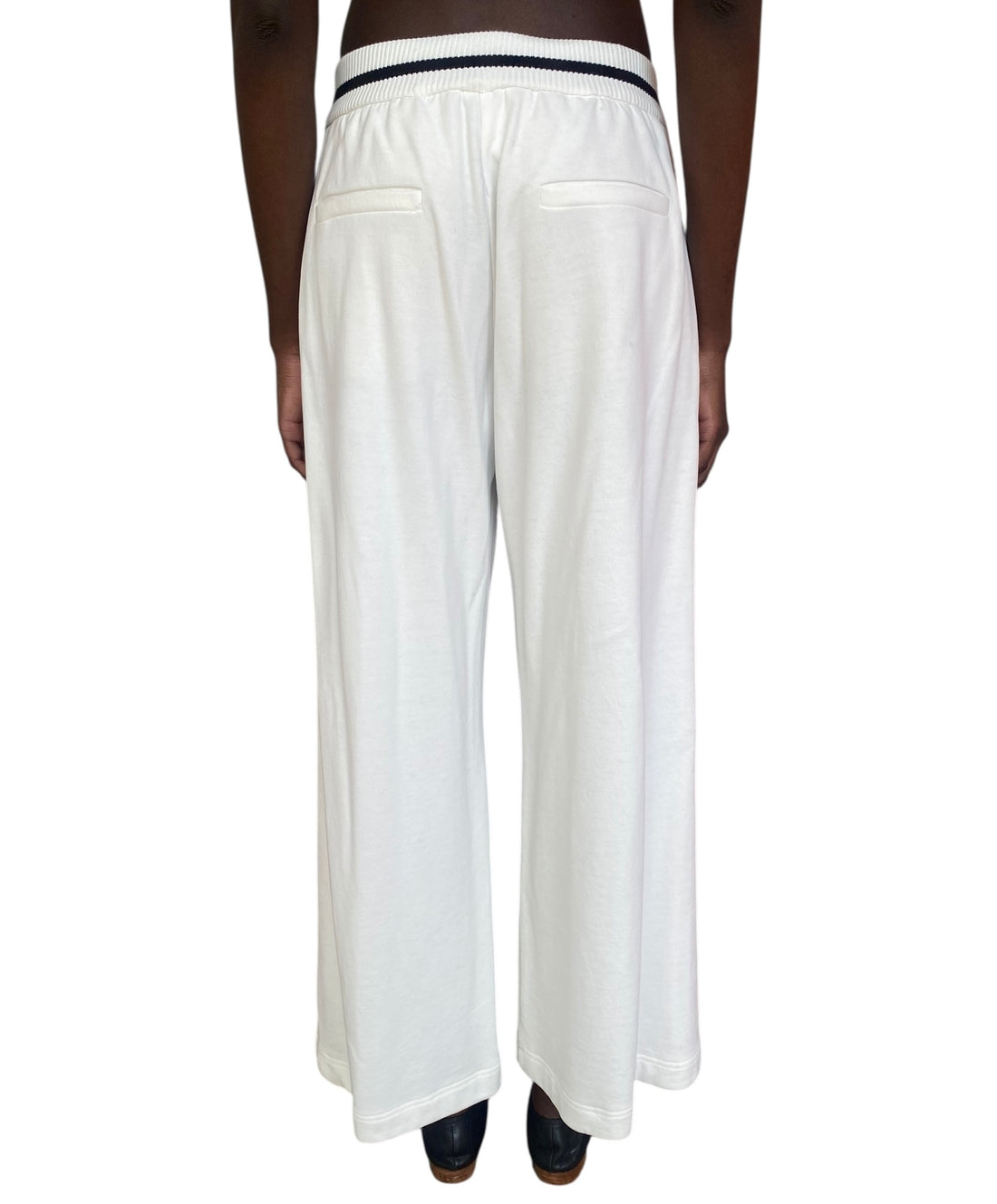Brunello Cucinelli White French Cotton Terry Wide Leg Pants - S