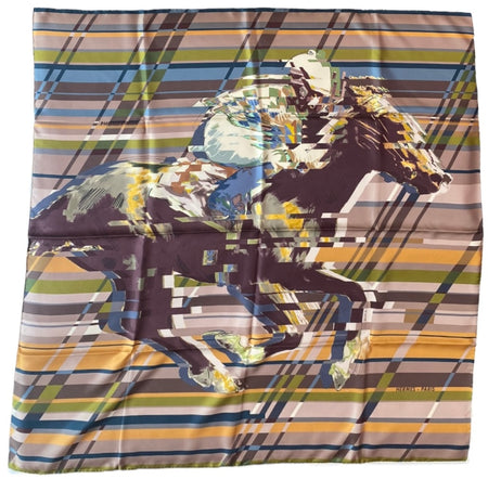 Hermes Photo Finish 90cm Silk Scarf Green Blue Yellow