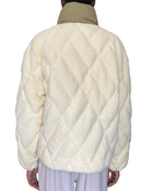 Moncler Ivory & Green Jonquille Quilted Bouclé Jacket - 2 / M