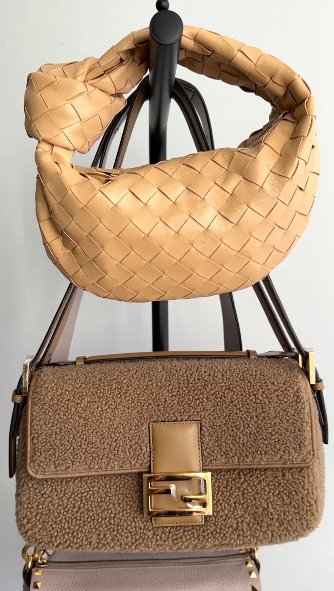 Bottega Veneta Dark Praline-Gold Mini Jodie Intrecciato Leather Bag