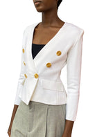 Alexandre Vauthier Ivory Double Breasted Gold Button Jacket - XS / US 2
