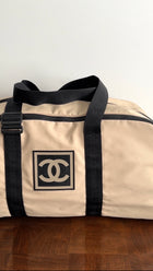 Chanel Sport Vintage 2002 XL Beige Nylon Travel Duffle Bag