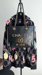 Chanel Black Leather Small Charms Deauville Tote Bag
