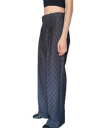 Gucci Grey 2025 Monogram Wide Leg Trousers - 42 / US 8