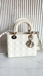 Christian Dior Small Ivory Leather ABC My Lady Dior Cannage Bag