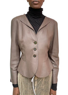 Giorgio Armani Brown Grained Deer Leather Jacket - 44 / US 8