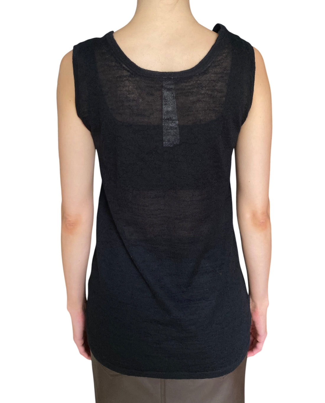 Lauren Manoogian Black Sheer Alpaca Fine Knit Long Tank Top - 2 / M / US 6-8
