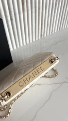 Chanel 23C White Quilted Leather Trendy Wallet on Chain Crossbody Bag