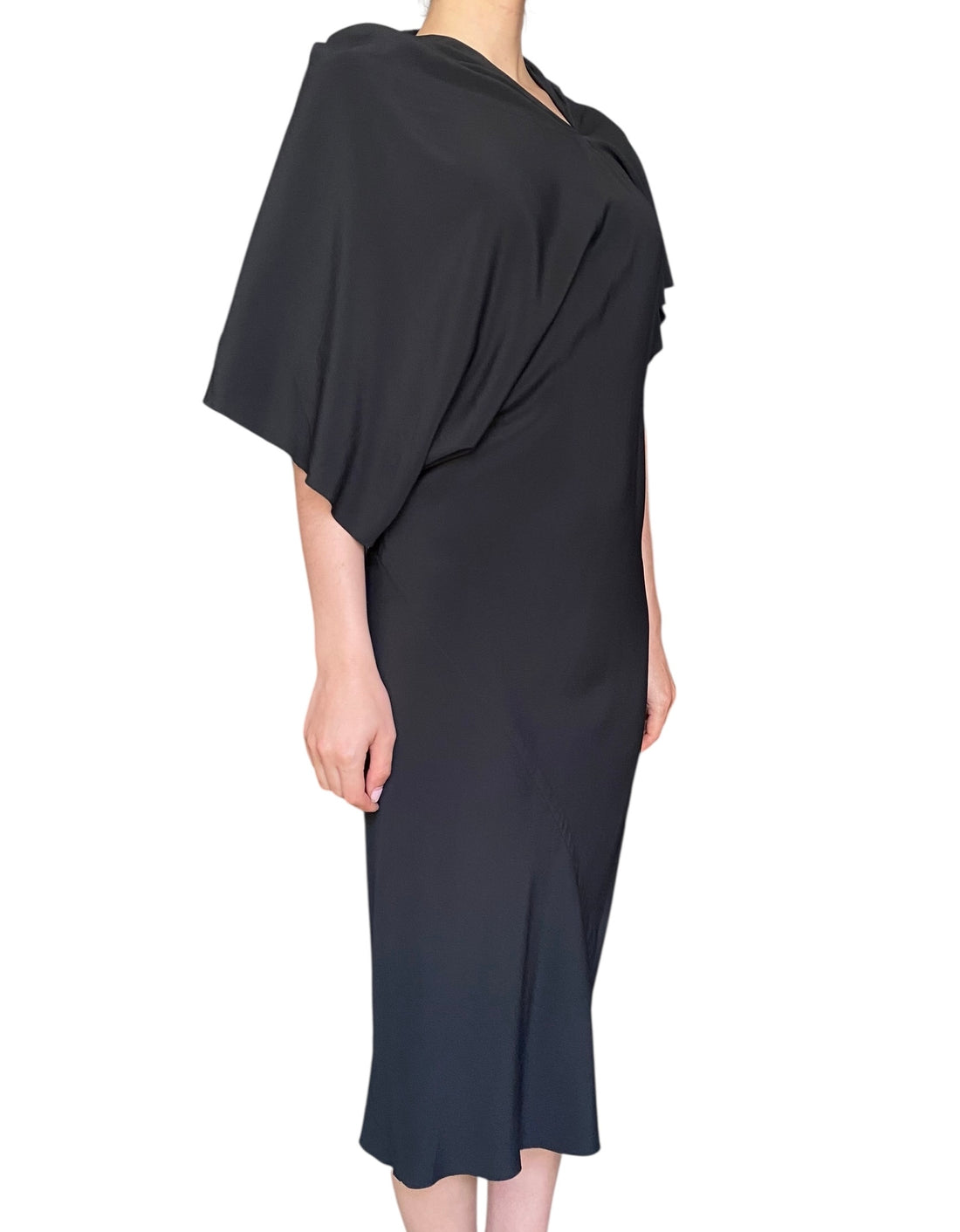 Rick Owens FW 22 Black Draped Silk Gown  - US 8