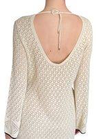 Agnona Beige Cotton Crochet Long Sleeve Mini Dress - M / US 6
