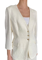 Giorgio Armani Ivory Jersey Knit Twisted Half-Belted Blazer - 44 / US 8-10