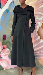 Giorgio Armani Black Wool Cowl Neck Grosgrain Trim Opera Coat - 42