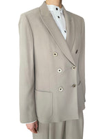 Giorgio Armani Taupe Double Breasted Silk Blazer - 44 / US 8-10