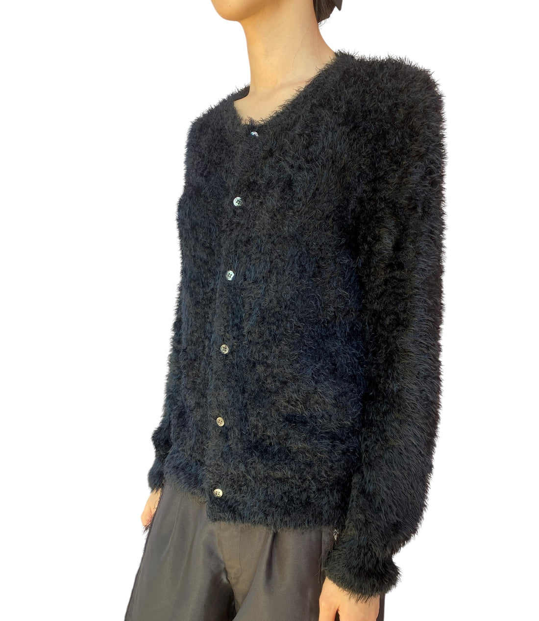 Comme Des Garçons Black Fuzzy Cardigan - L